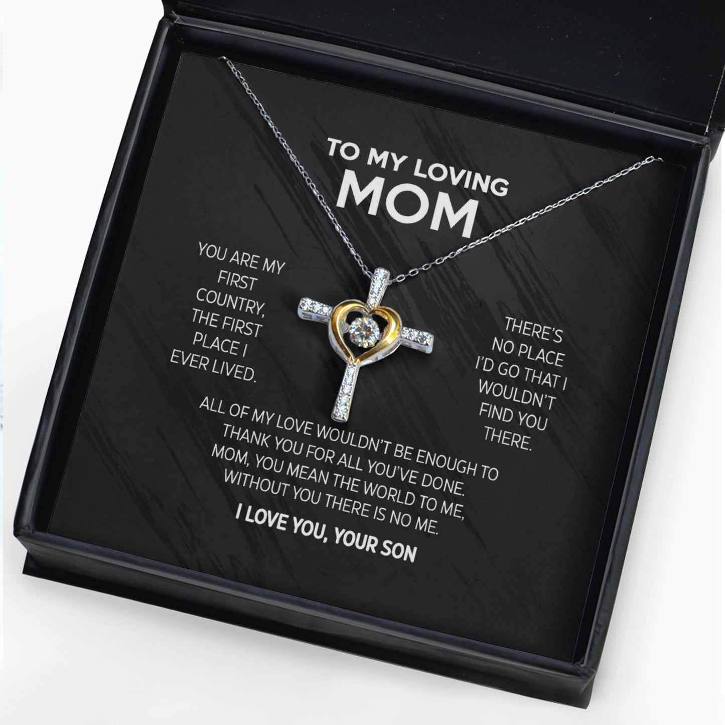 Gift for Mother from son Cross Dancing Necklace - You are my first country, the first place I ever lived - JWshinee