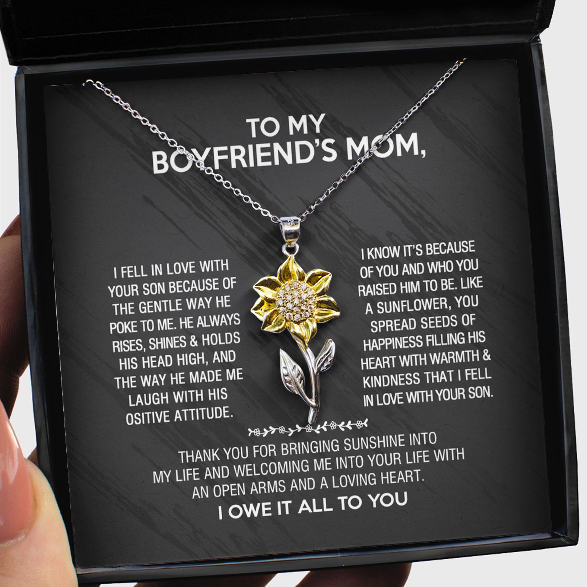 Sunflower Pendant Necklace for Boyfriend's Mom - I owe it all to you - JWshinee