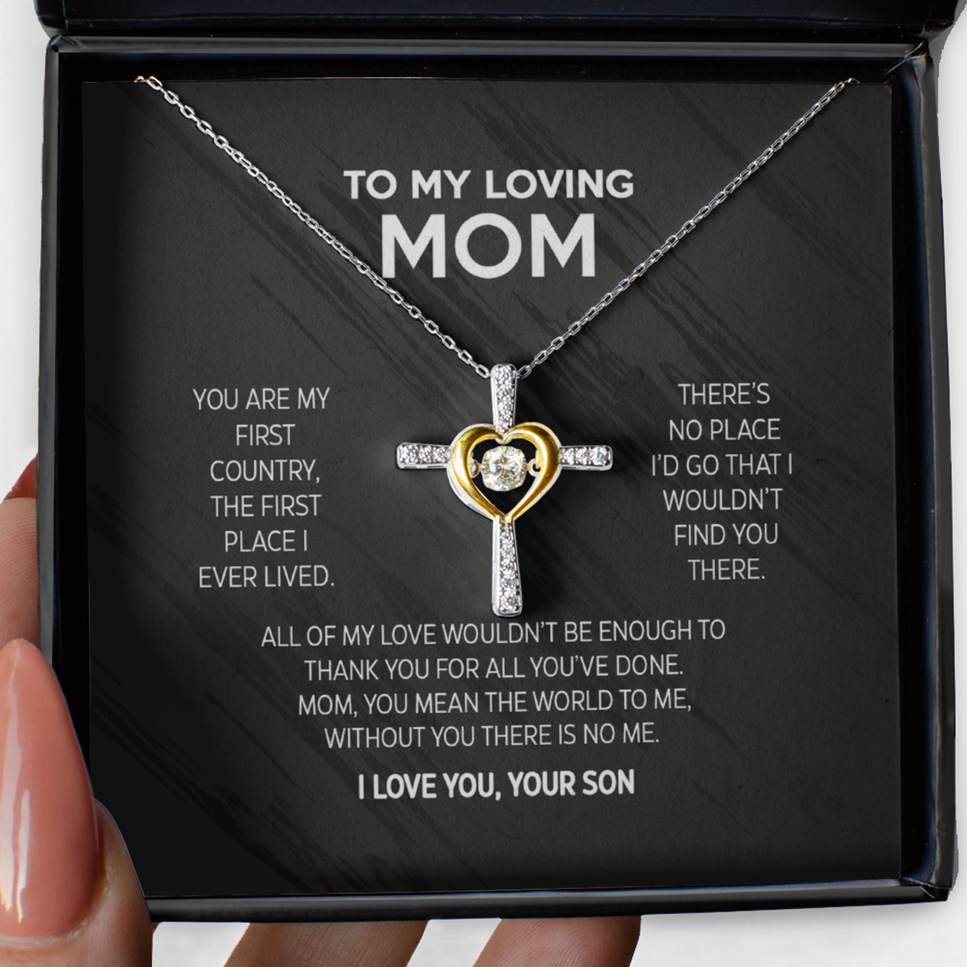 Gift for Mother from son Cross Dancing Necklace - You are my first country, the first place I ever lived - JWshinee