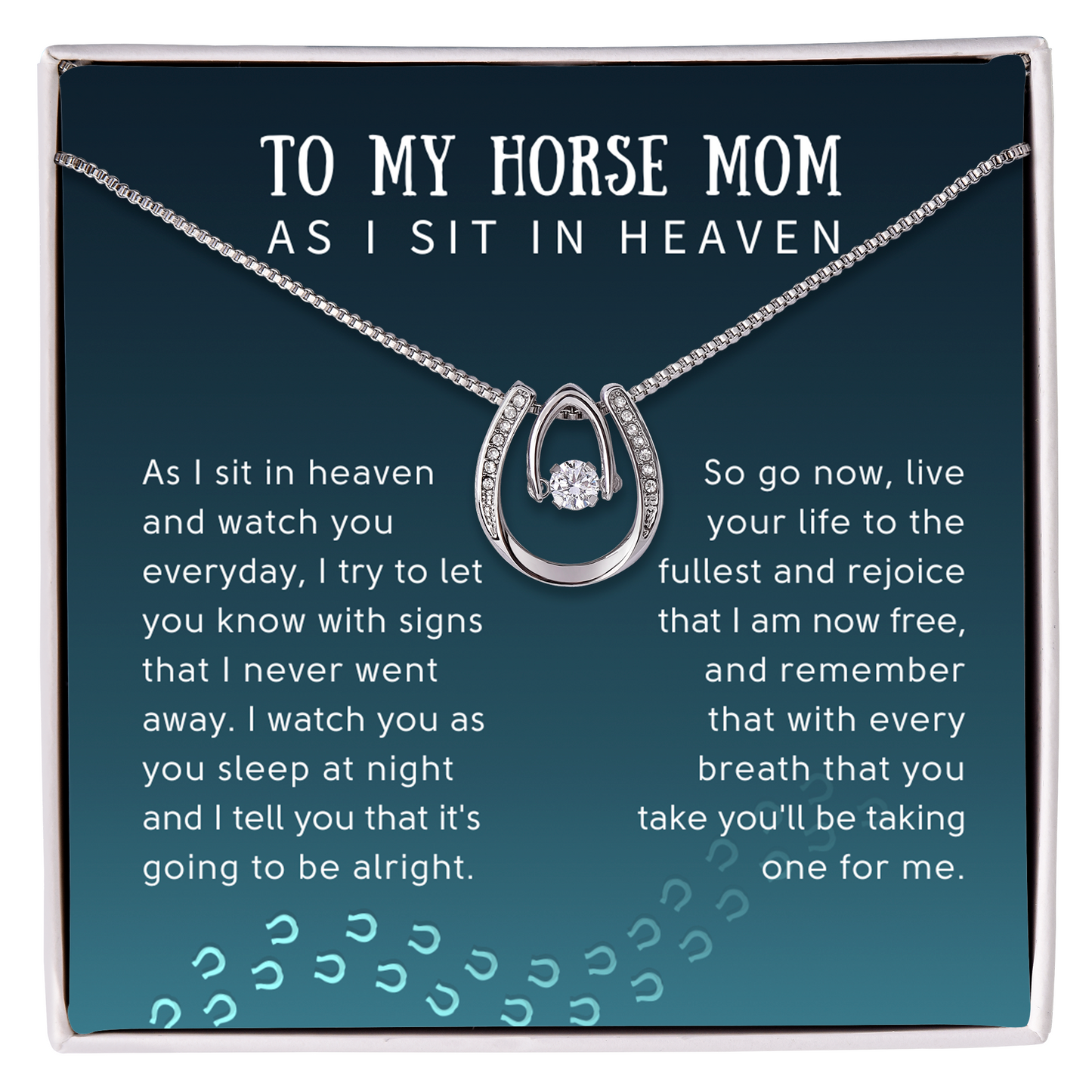 To My Horse Mom Lucky Horseshoes Necklace - Sympathy Gift for Horse Mom - JWshinee