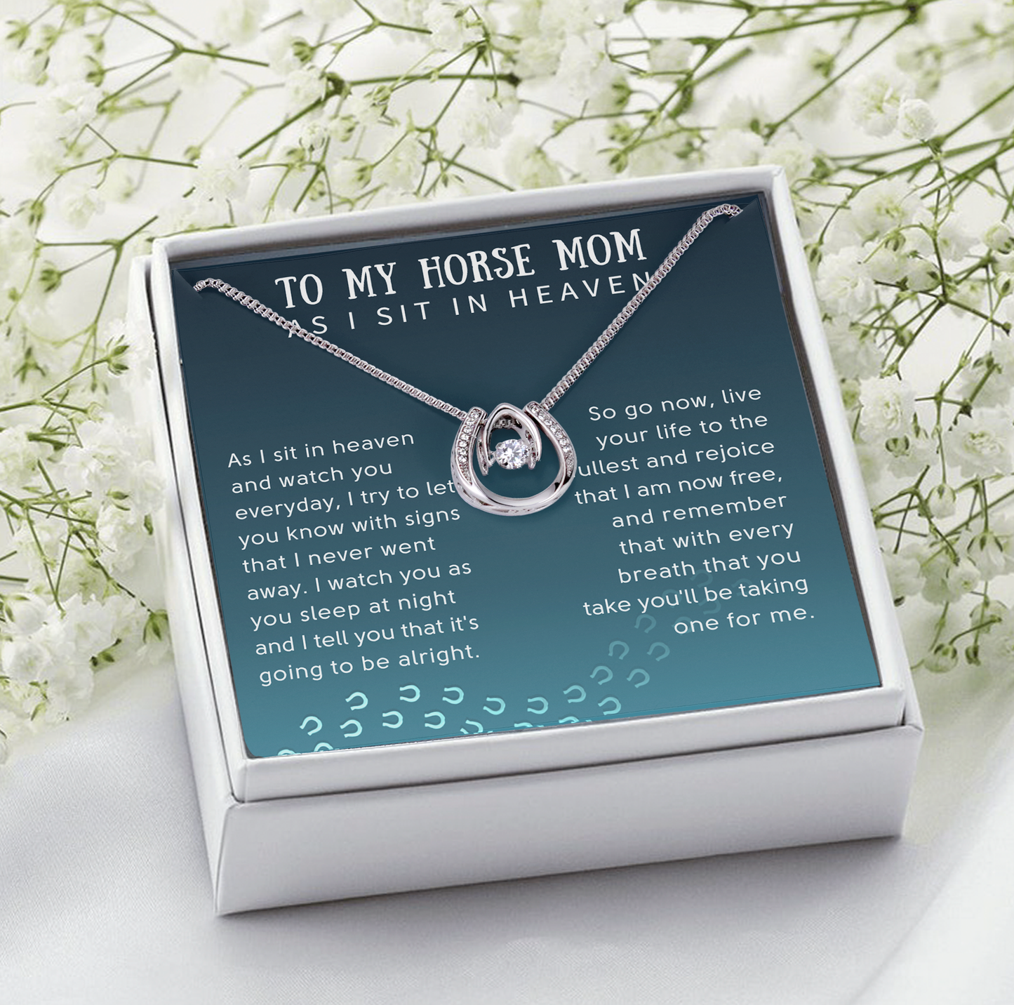 To My Horse Mom Lucky Horseshoes Necklace - Sympathy Gift for Horse Mom - JWshinee