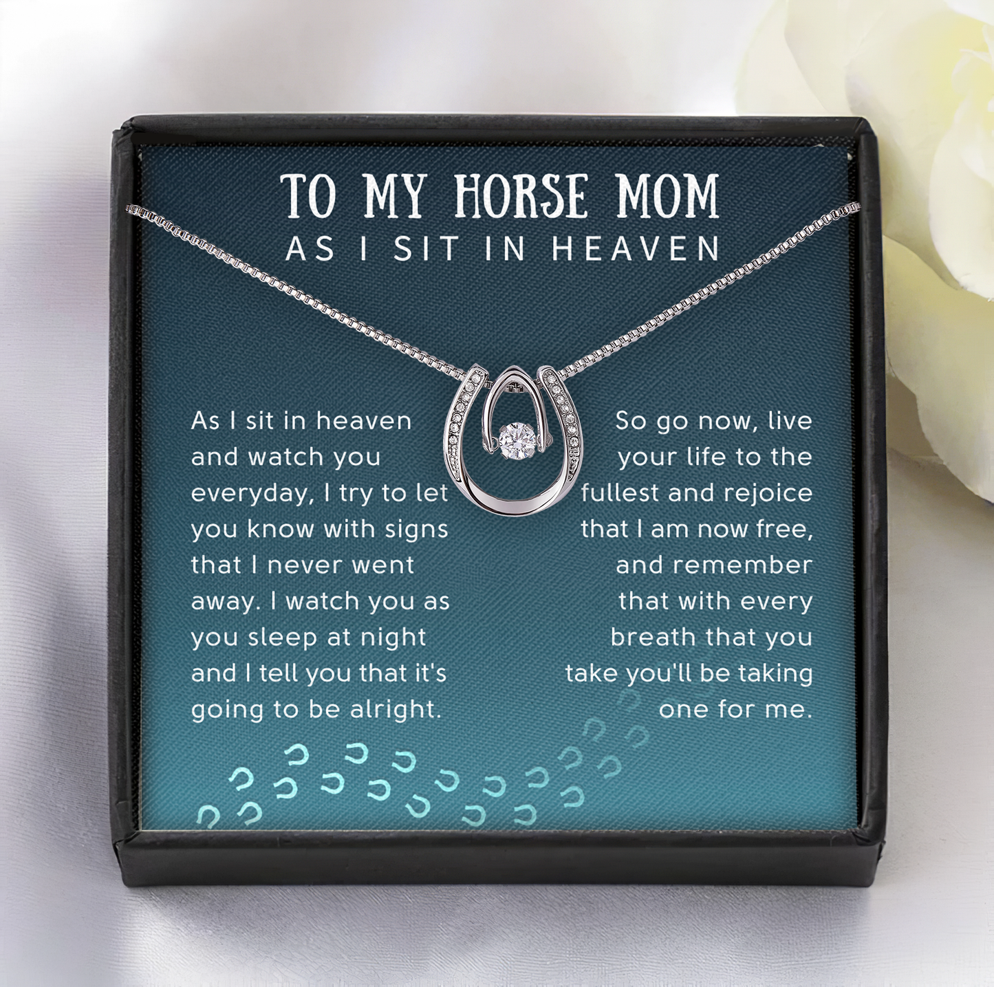 To My Horse Mom Lucky Horseshoes Necklace - Sympathy Gift for Horse Mom - JWshinee