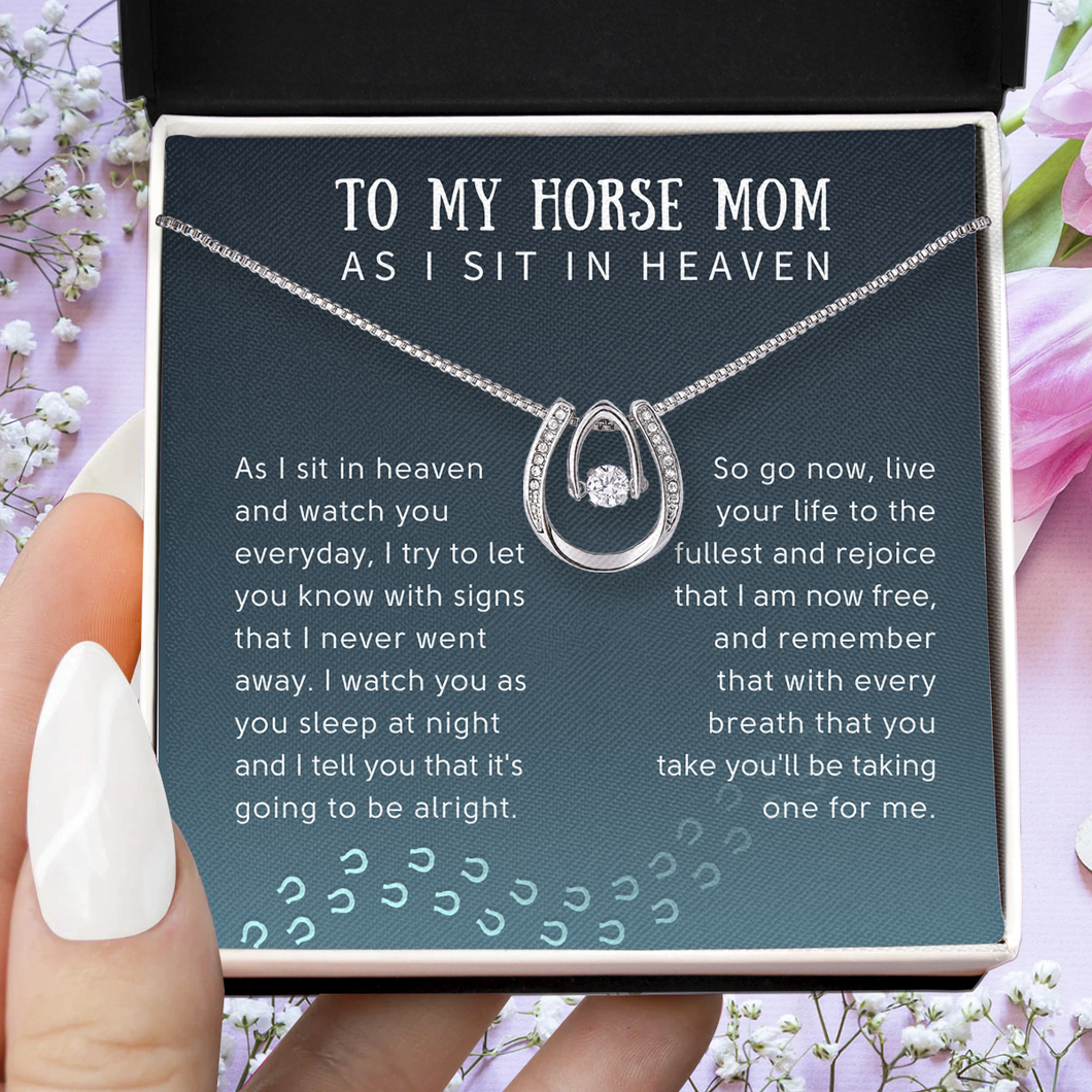 To My Horse Mom Lucky Horseshoes Necklace - Sympathy Gift for Horse Mom - JWshinee