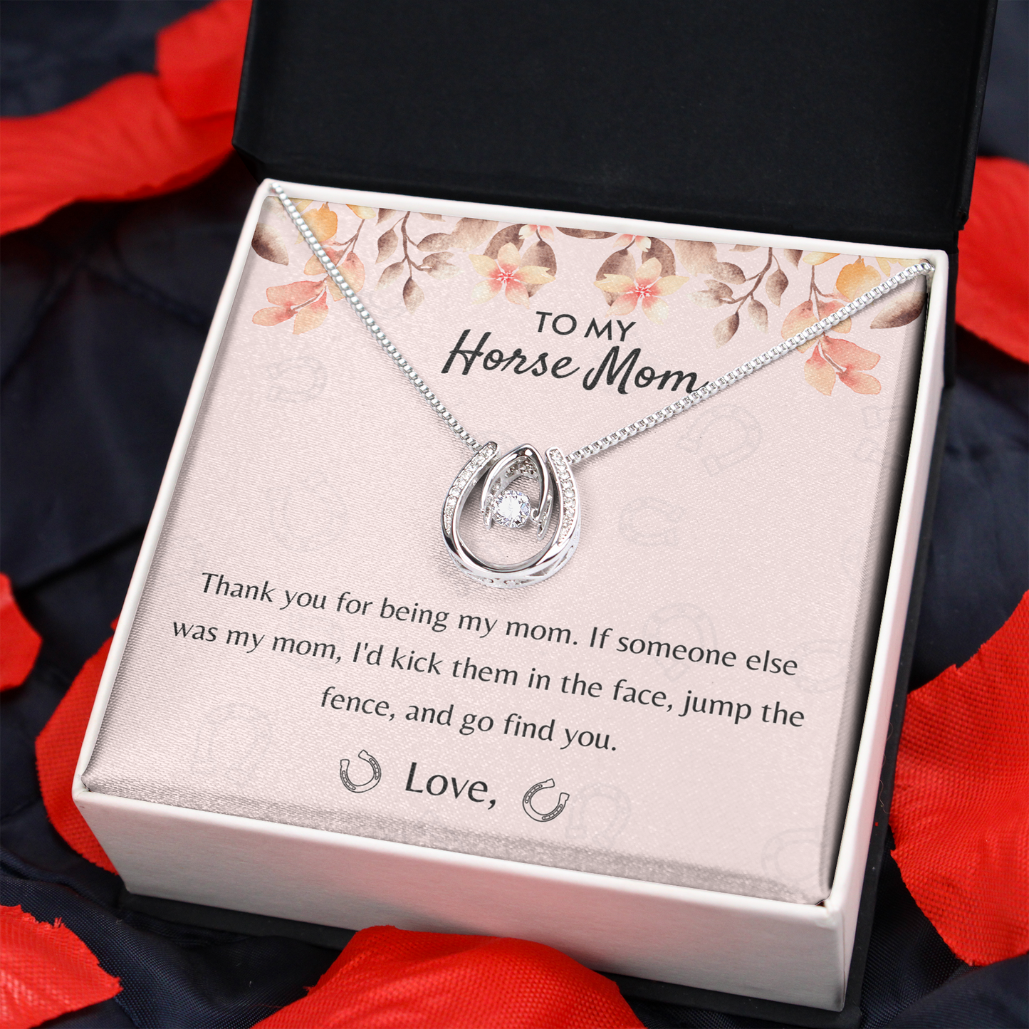 To My Horse Mom, Thank You For Being My Mom Necklace, Gift For Horse Lover