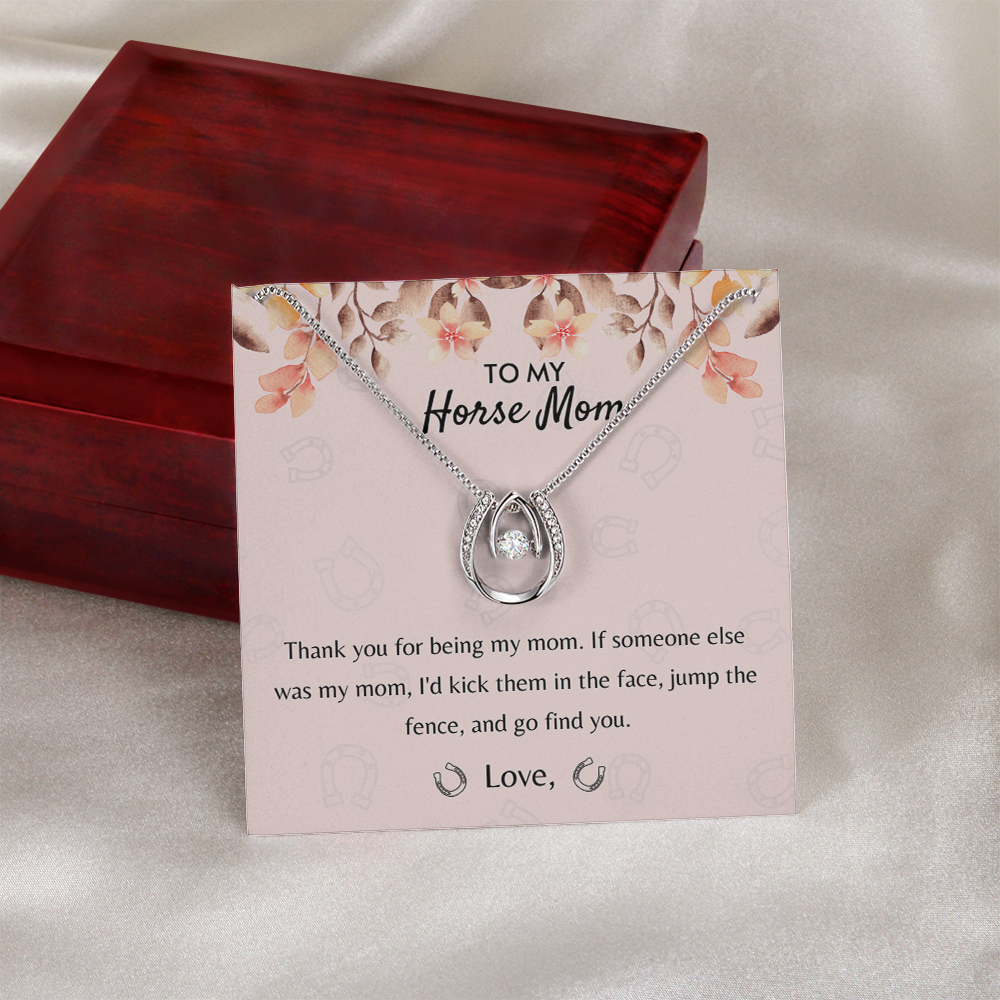 To My Horse Mom, Thank You For Being My Mom Necklace, Gift For Horse Lover