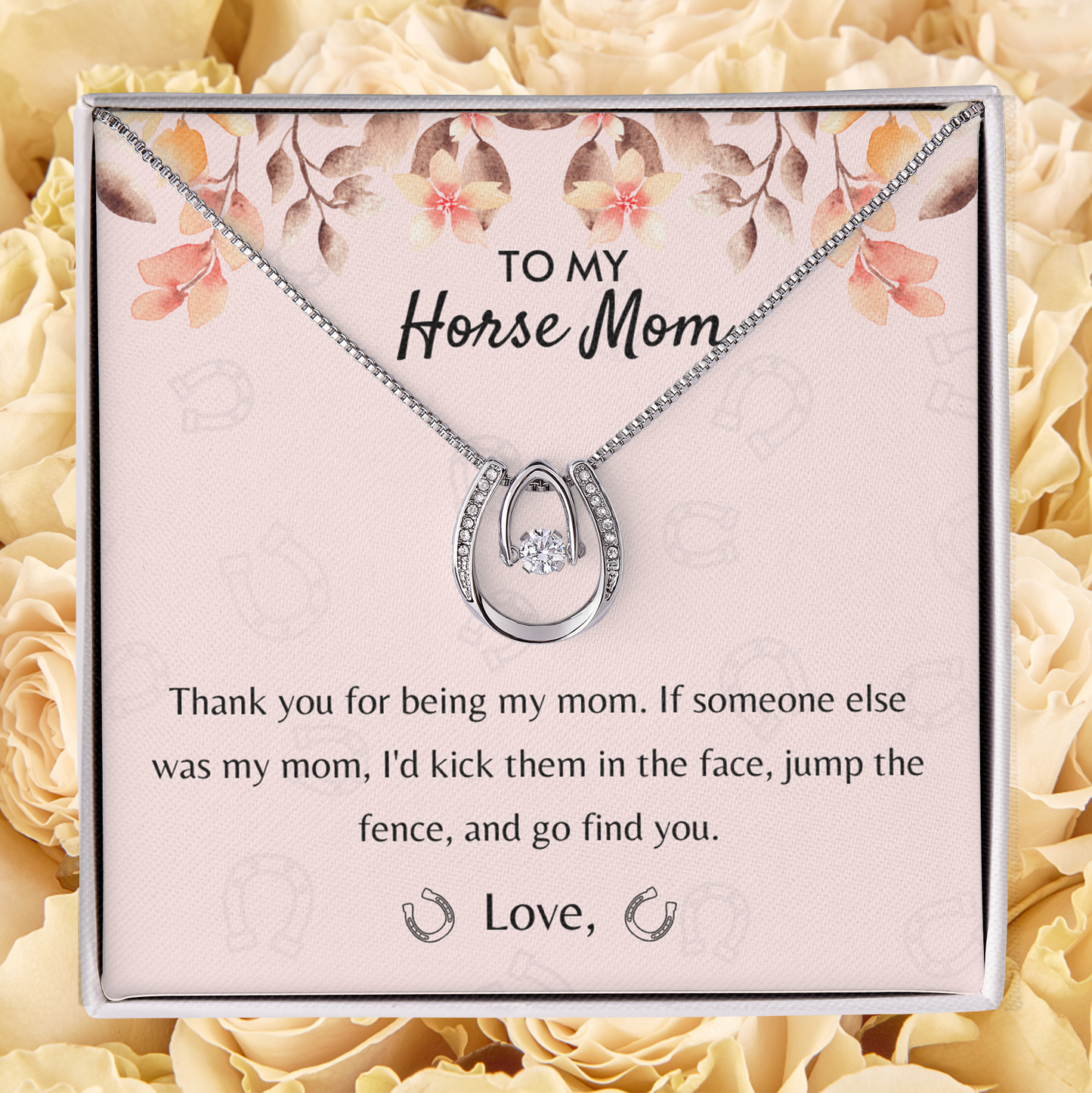 To My Horse Mom, Thank You For Being My Mom Necklace, Gift For Horse Lover