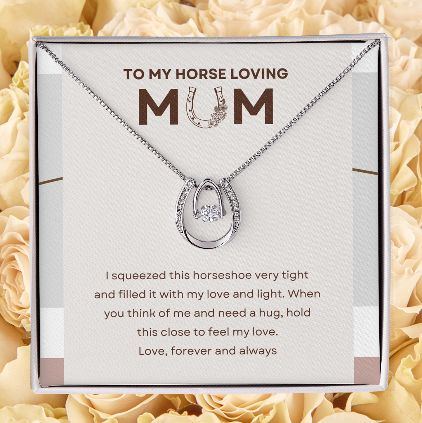 To My Horse Loving Mum, Lucky Horseshoe Necklace Gift for Mum, Gift Idea for Country Cowgirl