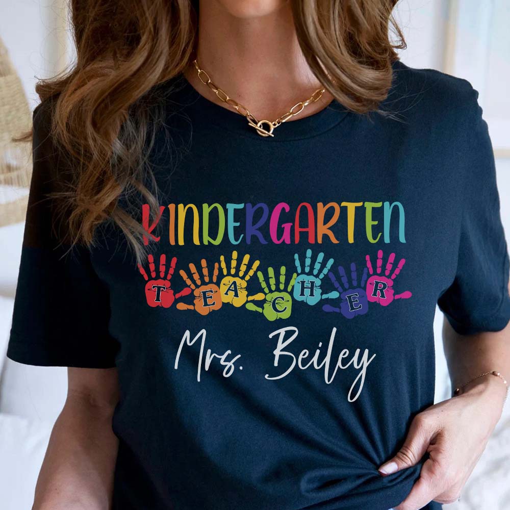 Personalized School Kindergarten Tshirt, Customized Name Teacher Shirt, Teacher Shirt For Women
