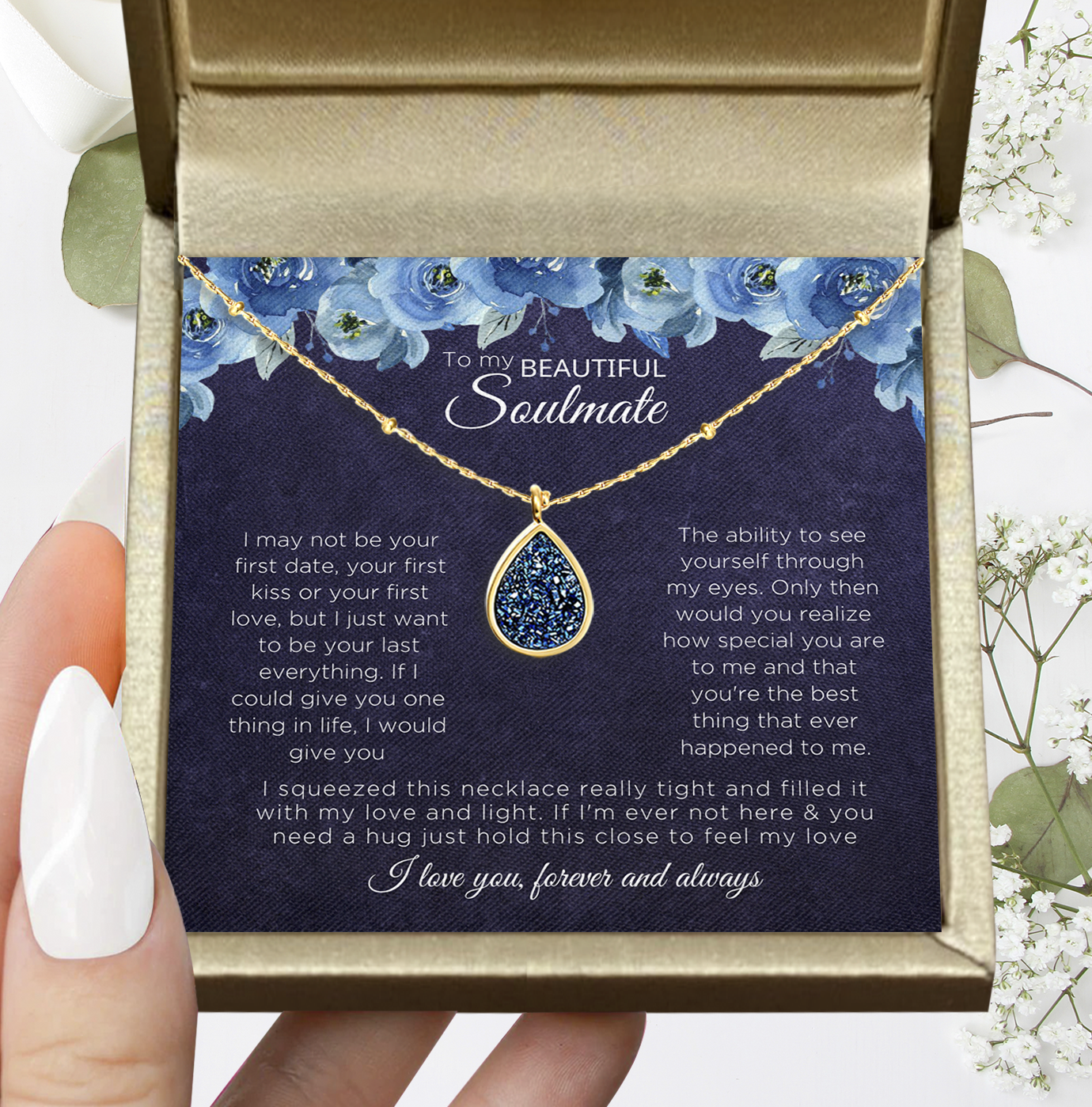 To My Soulmate Necklace Gift for Her on Anniversary, Birthday, Christmas, New Year & more