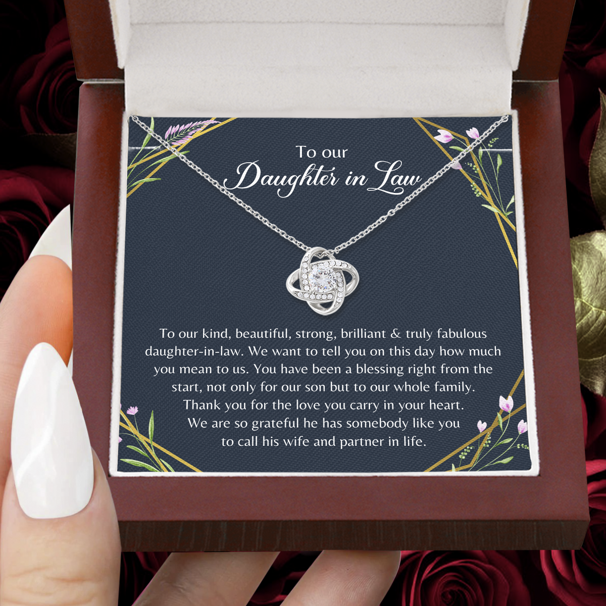 To My Daughter In Law Love Knot Necklace, Bonus Daughter Gift, Wedding Gift For Daughter In Law