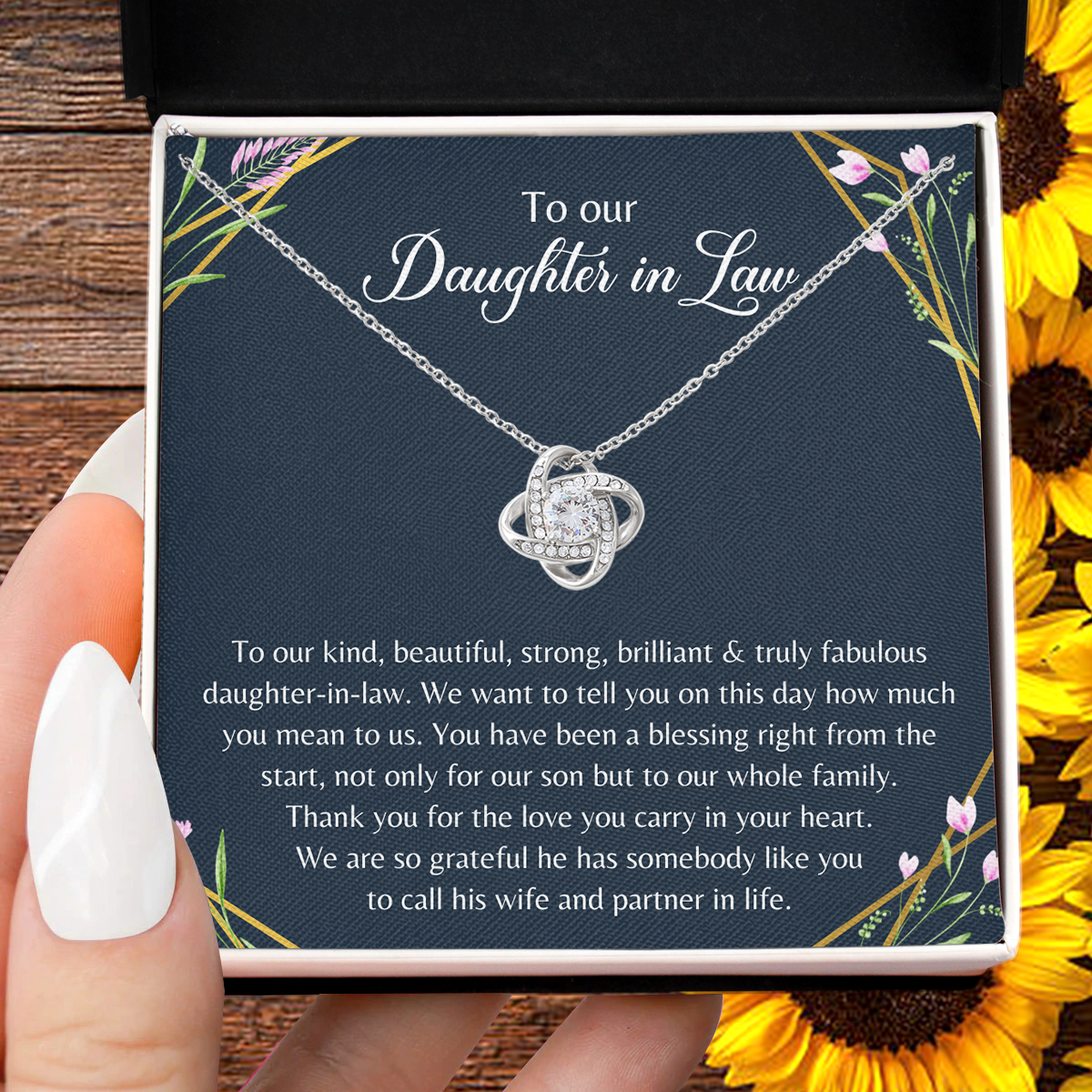 To My Daughter In Law Love Knot Necklace, Bonus Daughter Gift, Wedding Gift For Daughter In Law