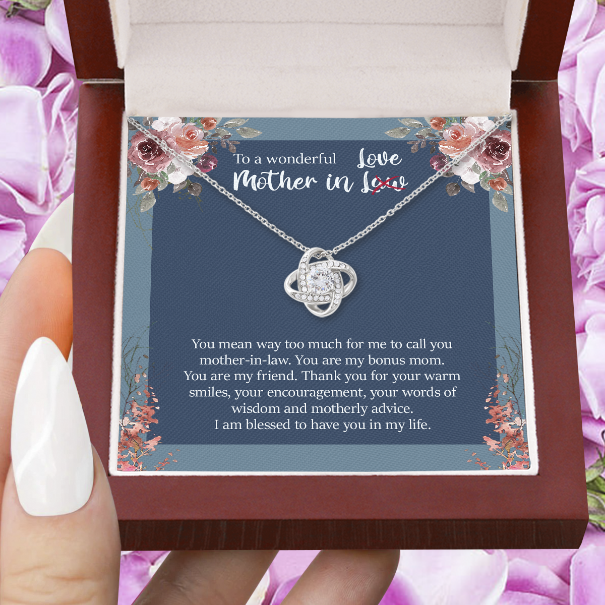 To My Wonderful Mother In Law Necklace, Gift to Mother-in-Law for Christmas Birthday Mother's Day