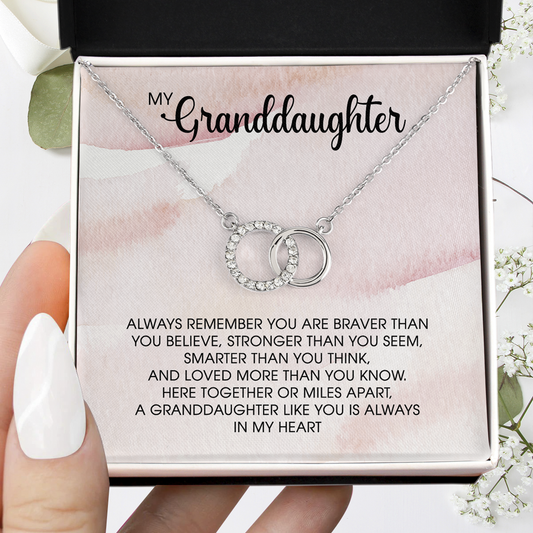 To My Granddaughter Birthday Gift, Granddaughter Pair Perfect Necklace, Gift For Granddaughter From Grandma, Birthday Jewelry