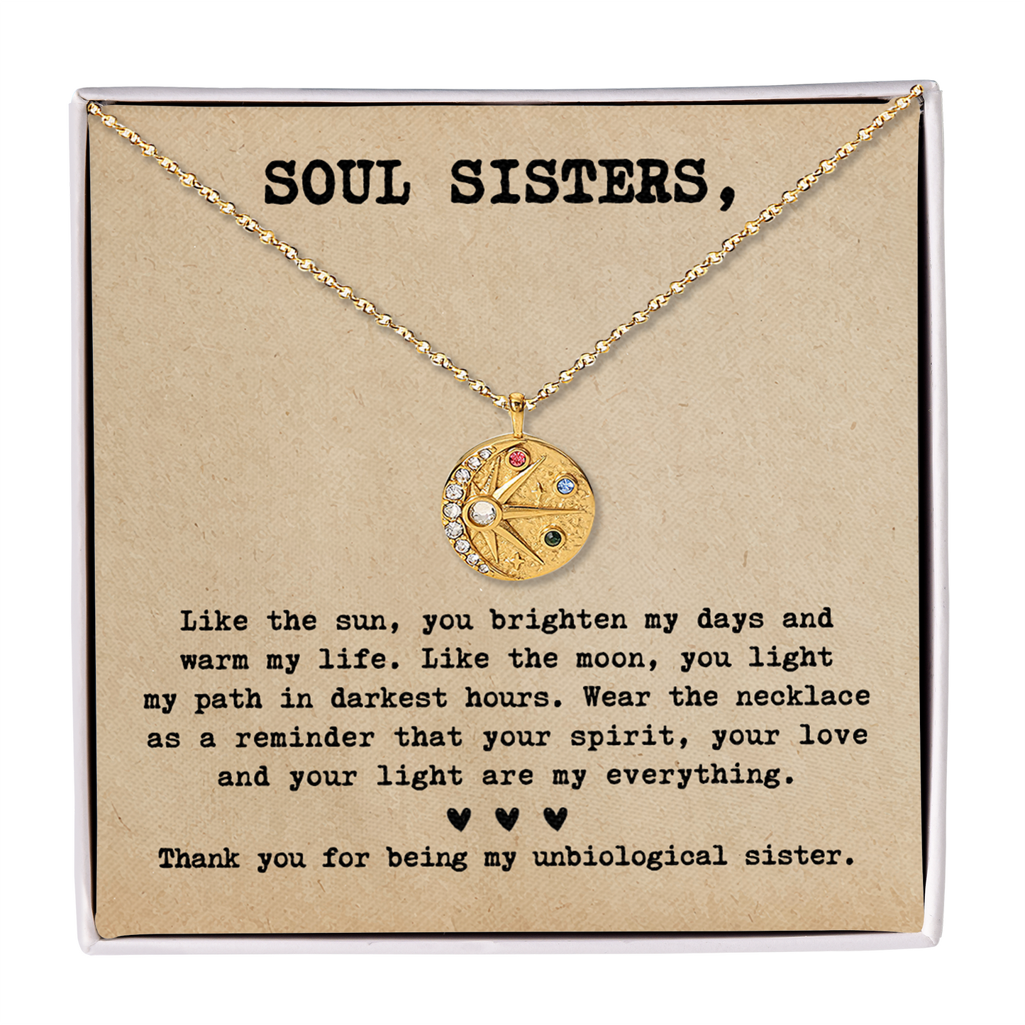 Gift for Bestie Friend Soulmate Necklace Sun Moon Matching Set