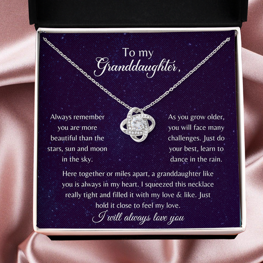 Always remember You Are More Beautiful, Gift For Grandaughter Love Knot Necklace, Granddaughter Gift from Grandma