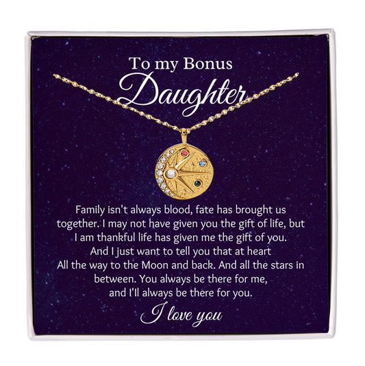 Gift for Bonus Daughter Necklace Sun Moon From Mother Birthday Graduation Gift