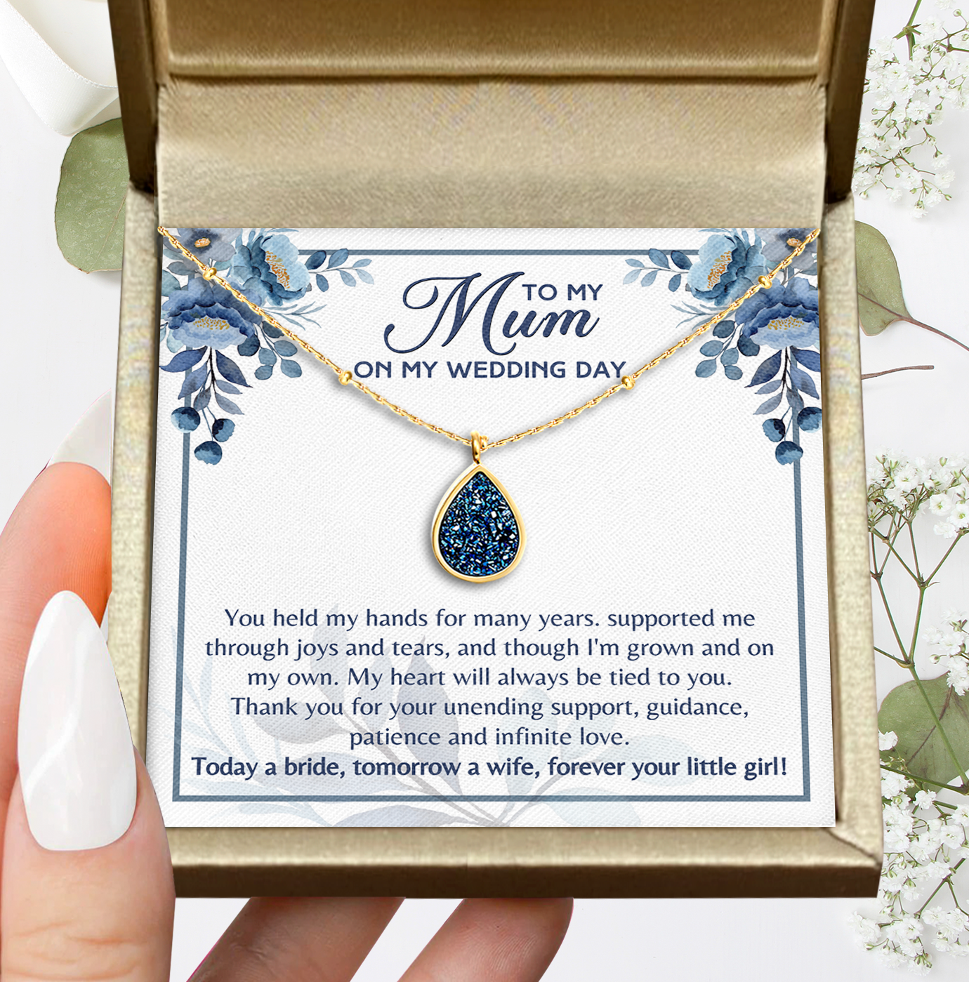 Water Drop Necklace Gift for Mum from Son-Daughter, Mother's Day