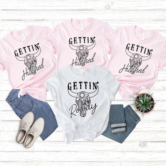 Getting Rowdy Getting Hitched Shirt, Wedding Shirt, Matching Bachelorette Party Shirts, Bridal Party Shirt