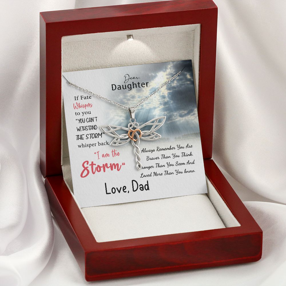 Dear Daughter, You Are The Storm Dragonfly Necklace from Dad JWSN110728 B0BLNGHK38 B0BLN92BQM