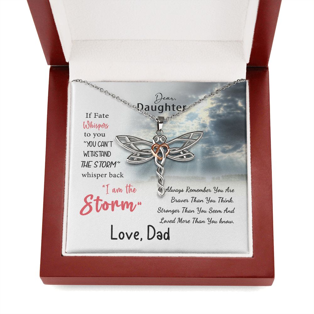 Dear Daughter, You Are The Storm Dragonfly Necklace from Dad JWSN110728 B0BLNGHK38 B0BLN92BQM
