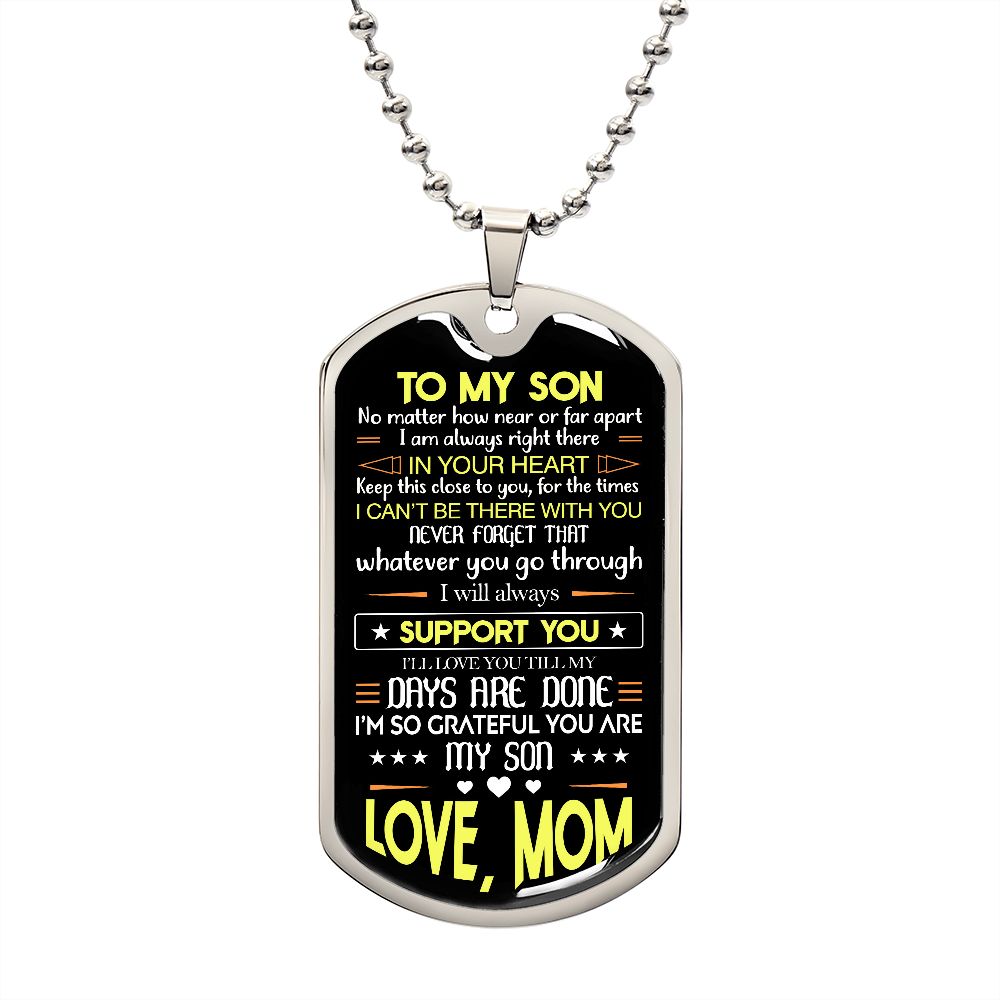 Son Dog Tag, To My Son Gift l From Mom, Mother Son Dog Tag Necklace, Gift For Son From Mama, Thanksgiving Present Son