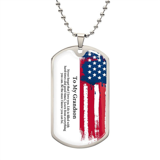 To My Grandson Dog tag Gift Necklace, Birthday Gift For Grandson, Christmas Gift From Grandmother, Gift From Grandpa To Grandson, To My Grandson Necklace Gifts From Grandpa, Grandma