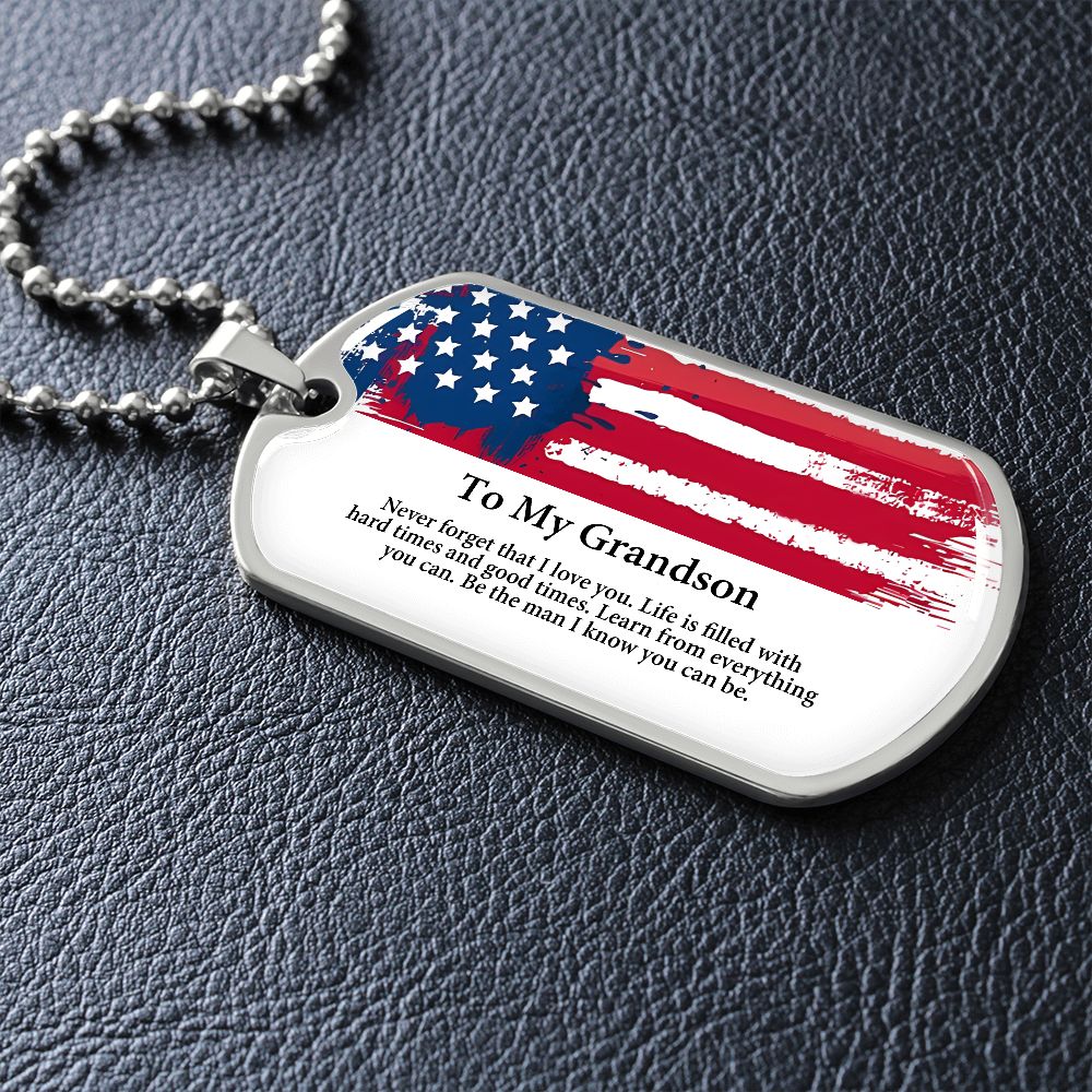 To My Grandson Dog tag Gift Necklace, Birthday Gift For Grandson, Christmas Gift From Grandmother, Gift From Grandpa To Grandson, To My Grandson Necklace Gifts From Grandpa, Grandma