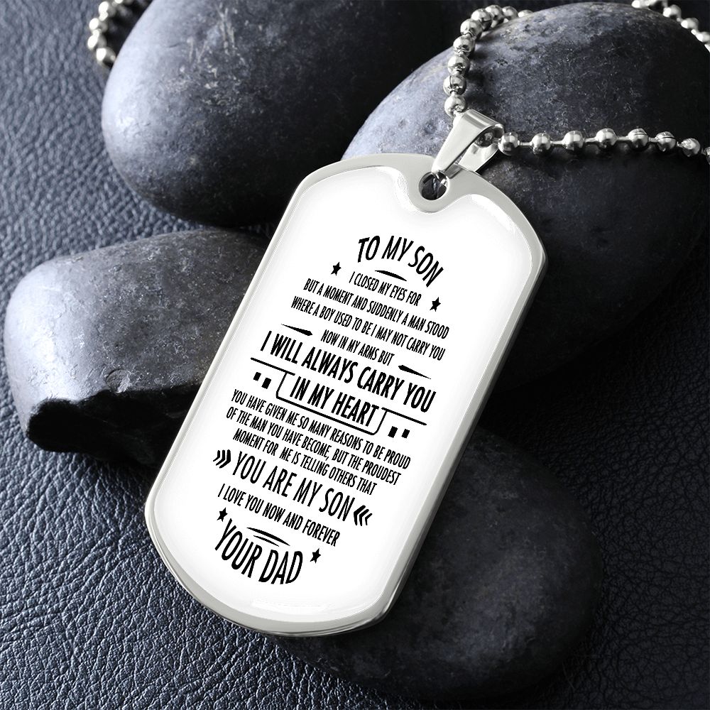Son Dog Tag, To My Son, Engraved Dog Tag Necklace ,Meaningful Gift, Inspirational Words For Father Son Gift
