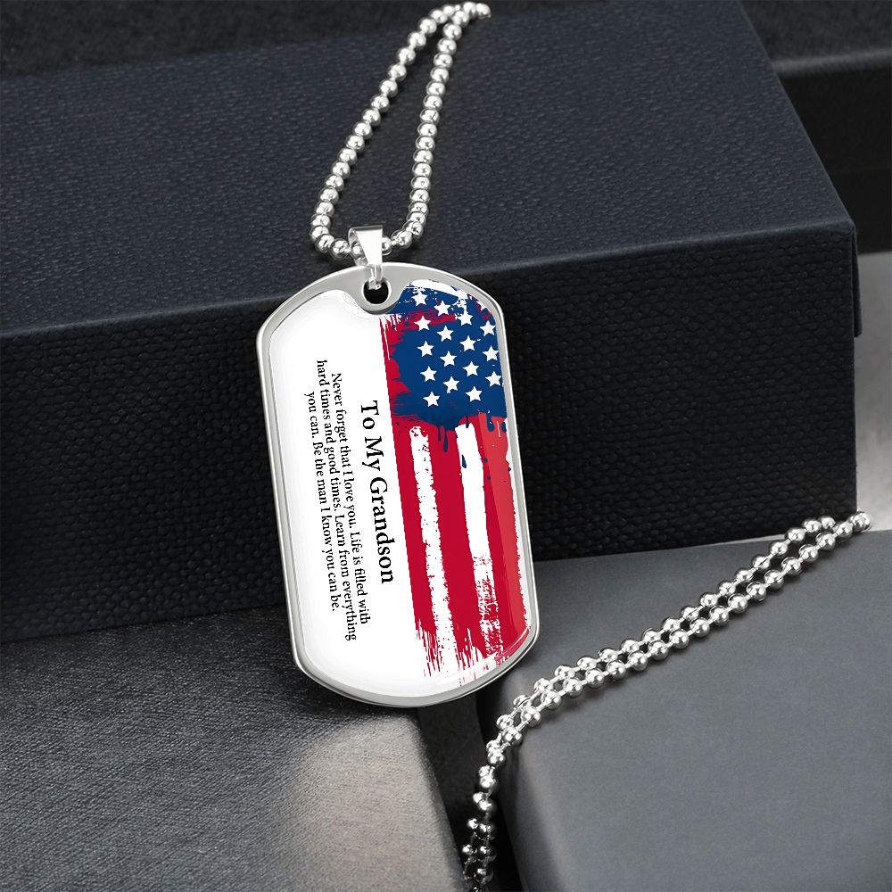 To My Grandson Dog tag Gift Necklace, Birthday Gift For Grandson, Christmas Gift From Grandmother, Gift From Grandpa To Grandson, To My Grandson Necklace Gifts From Grandpa, Grandma