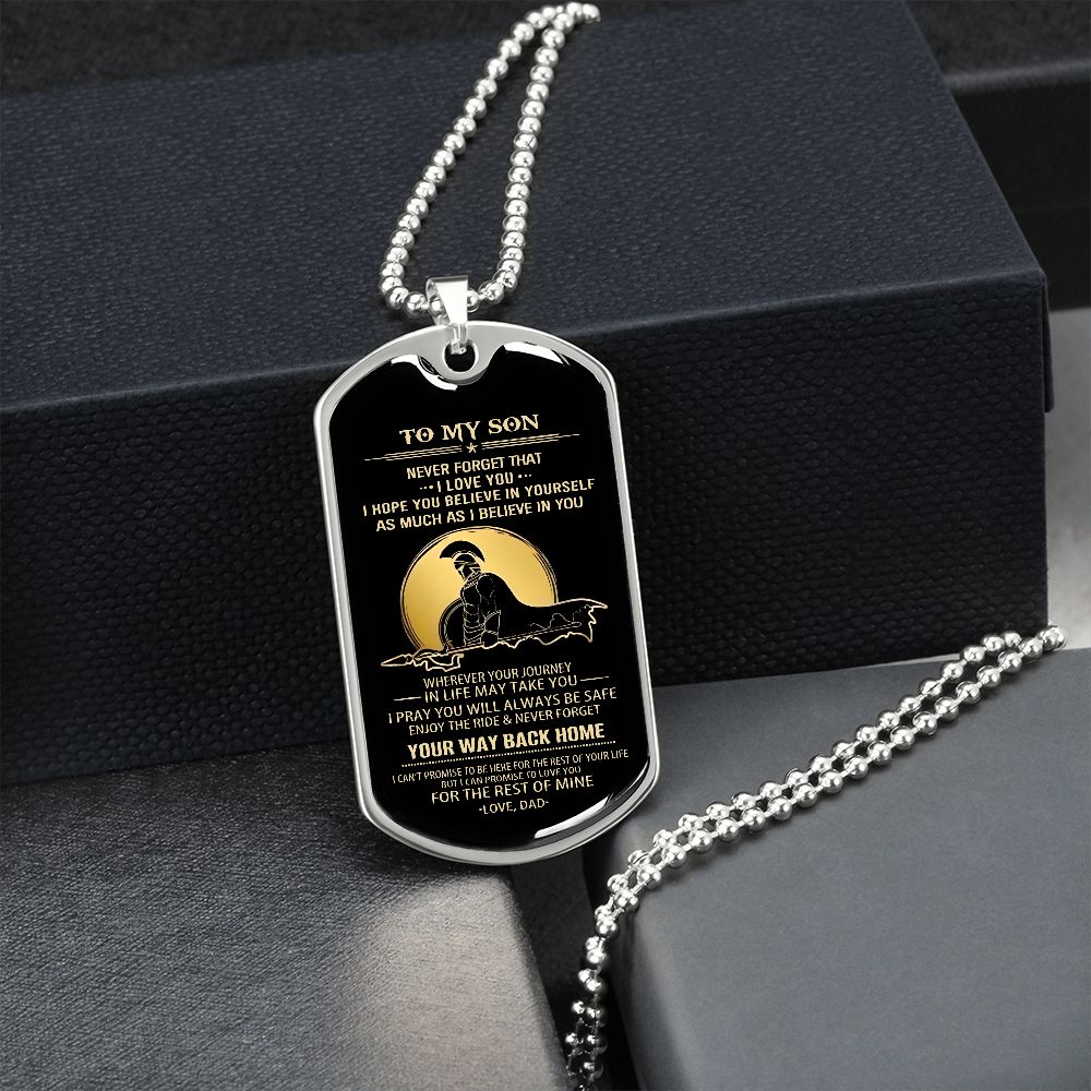 Son Dog Tag - To My Son Personalized Dog Tag Chain Necklace- Love Dad B09VG6K8JP B09VG6LMJY