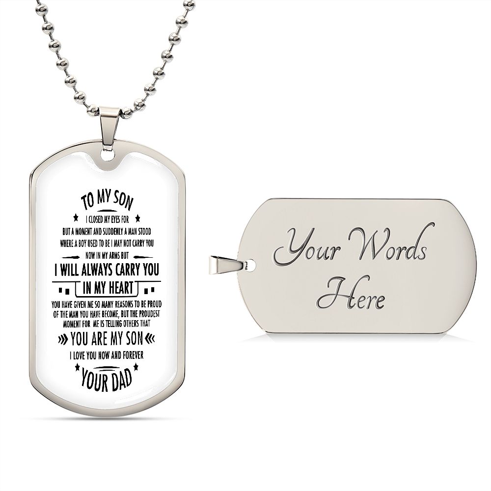 Son Dog Tag, To My Son, Engraved Dog Tag Necklace ,Meaningful Gift, Inspirational Words For Father Son Gift