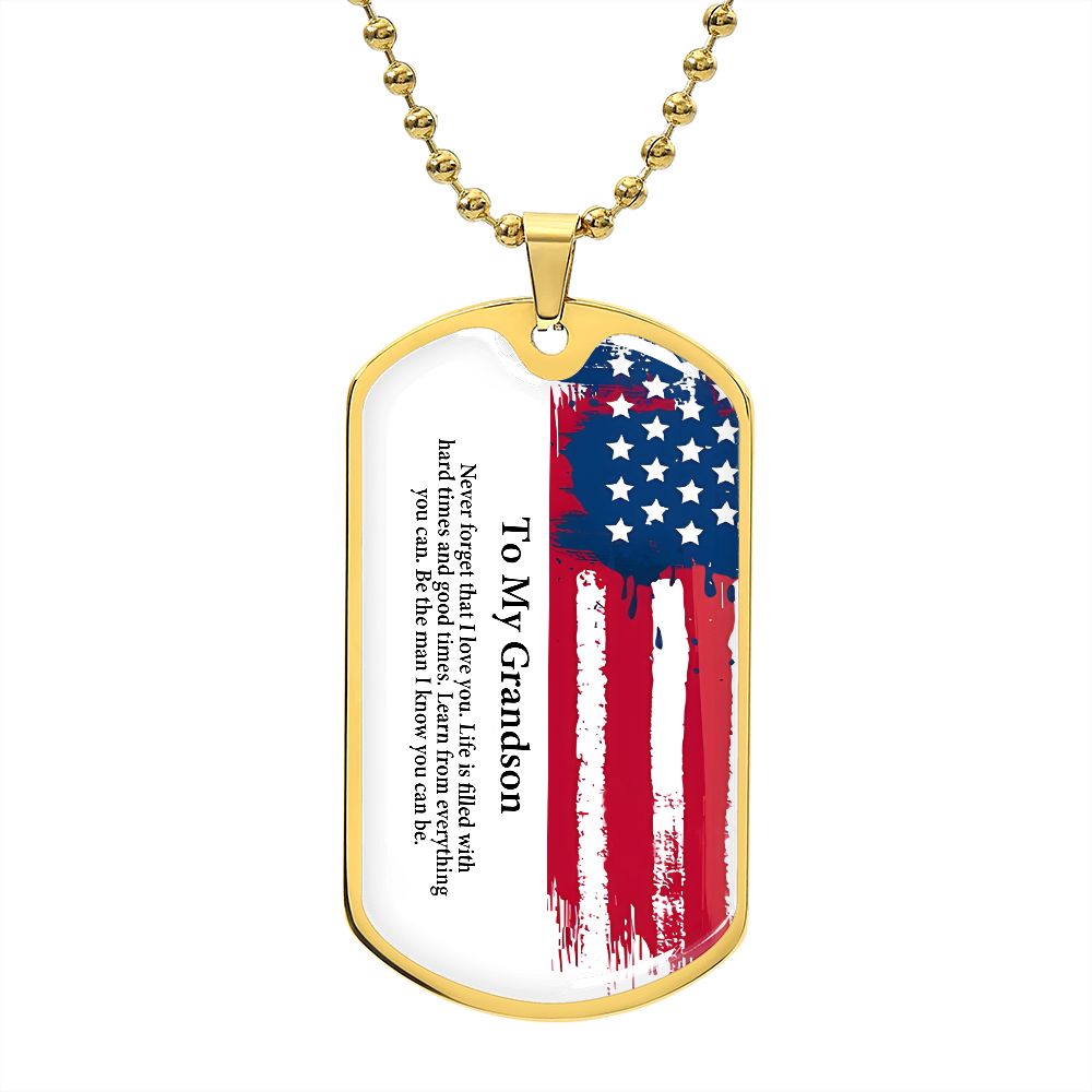 To My Grandson Dog tag Gift Necklace, Birthday Gift For Grandson, Christmas Gift From Grandmother, Gift From Grandpa To Grandson, To My Grandson Necklace Gifts From Grandpa, Grandma