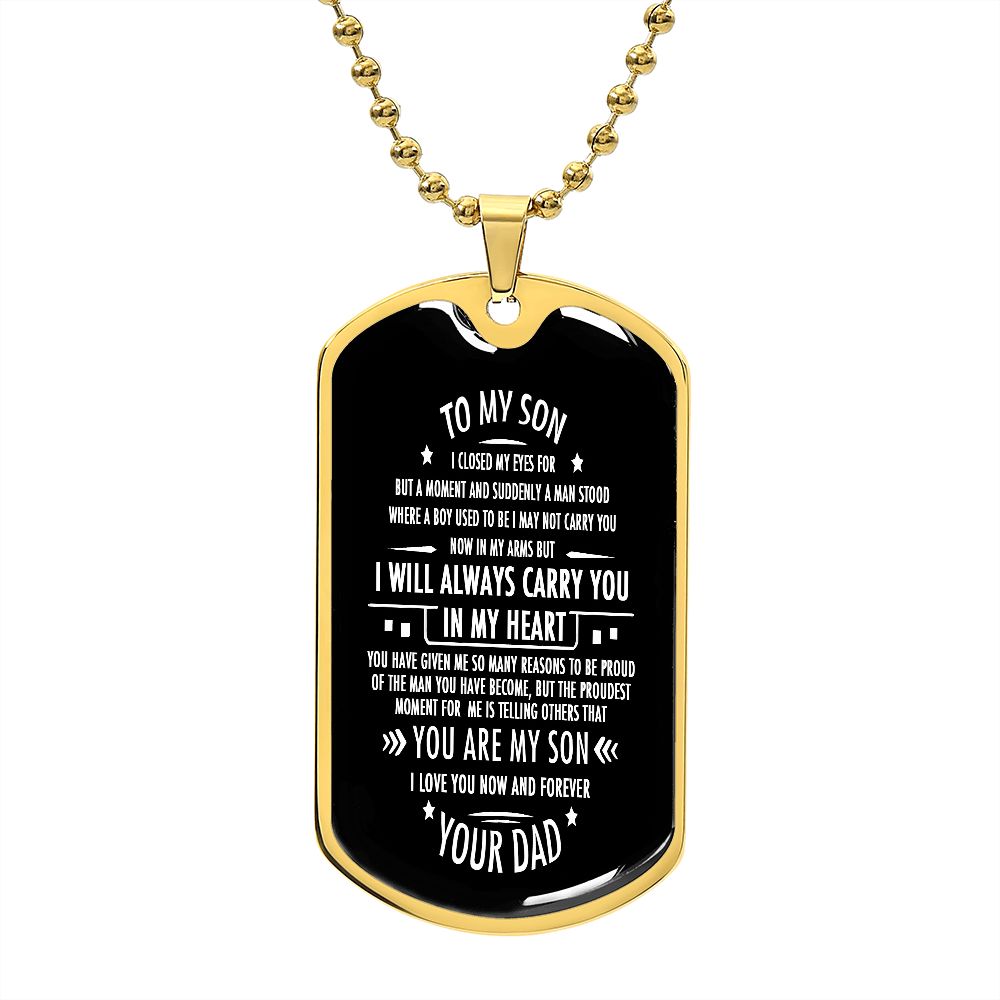 Son Dog Tag, To My Son, Engraved Dog Tag Necklace ,Meaningful Gift, Inspirational Words For Father Son Gift CLG95073