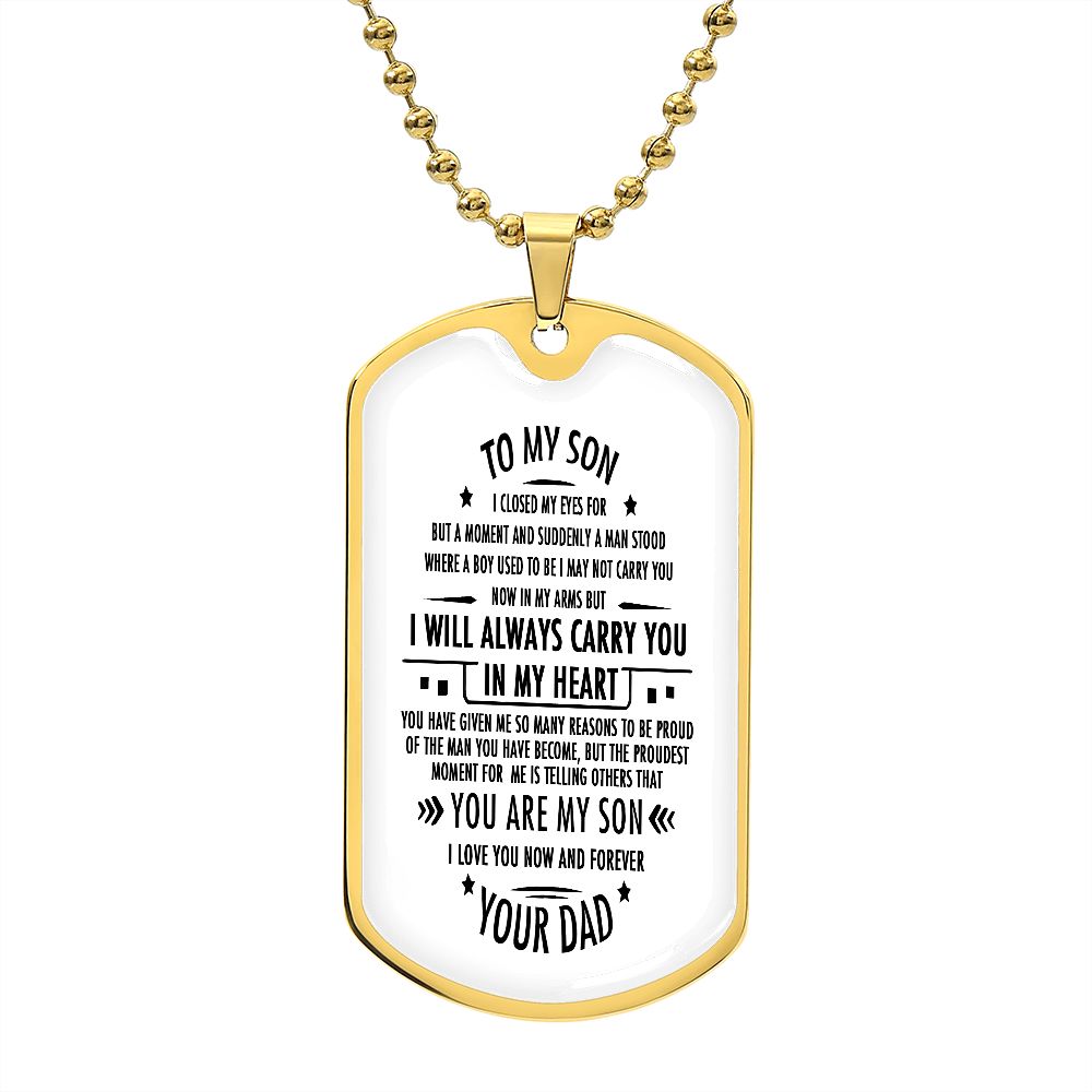 Son Dog Tag, To My Son, Engraved Dog Tag Necklace ,Meaningful Gift, Inspirational Words For Father Son Gift