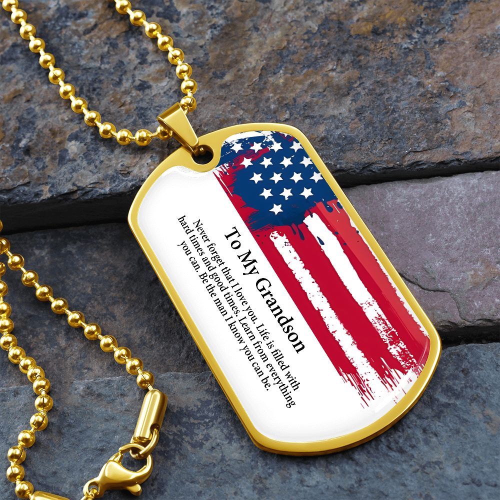 To My Grandson Dog tag Gift Necklace, Birthday Gift For Grandson, Christmas Gift From Grandmother, Gift From Grandpa To Grandson, To My Grandson Necklace Gifts From Grandpa, Grandma