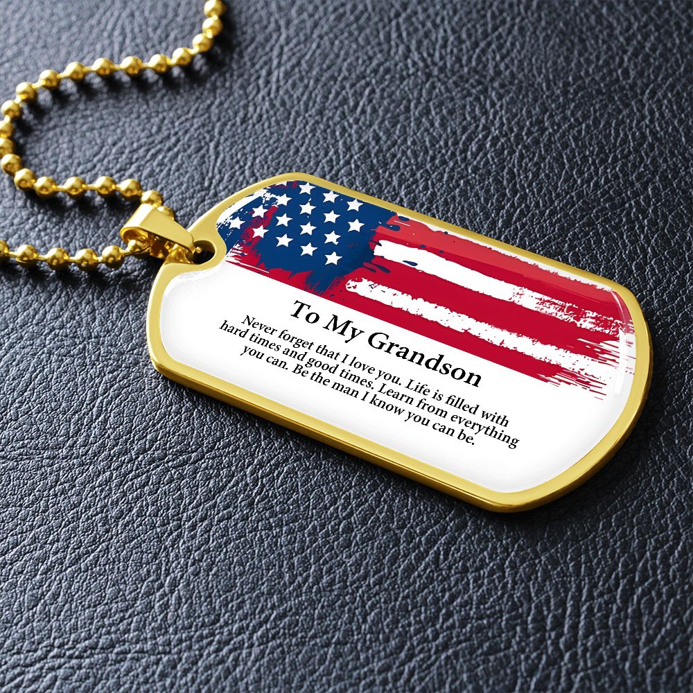 To My Grandson Dog tag Gift Necklace, Birthday Gift For Grandson, Christmas Gift From Grandmother, Gift From Grandpa To Grandson, To My Grandson Necklace Gifts From Grandpa, Grandma