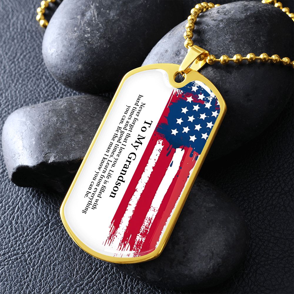 To My Grandson Dog tag Gift Necklace, Birthday Gift For Grandson, Christmas Gift From Grandmother, Gift From Grandpa To Grandson, To My Grandson Necklace Gifts From Grandpa, Grandma