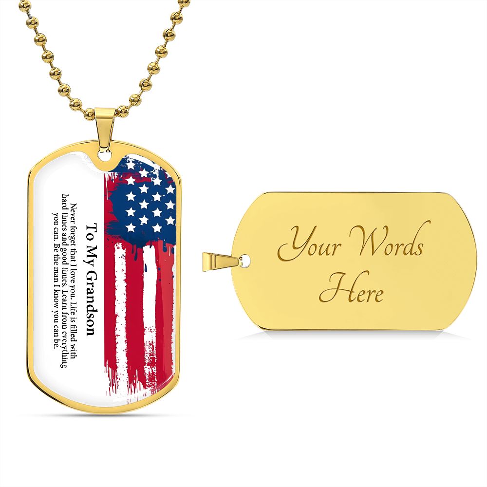 To My Grandson Dog tag Gift Necklace, Birthday Gift For Grandson, Christmas Gift From Grandmother, Gift From Grandpa To Grandson, To My Grandson Necklace Gifts From Grandpa, Grandma