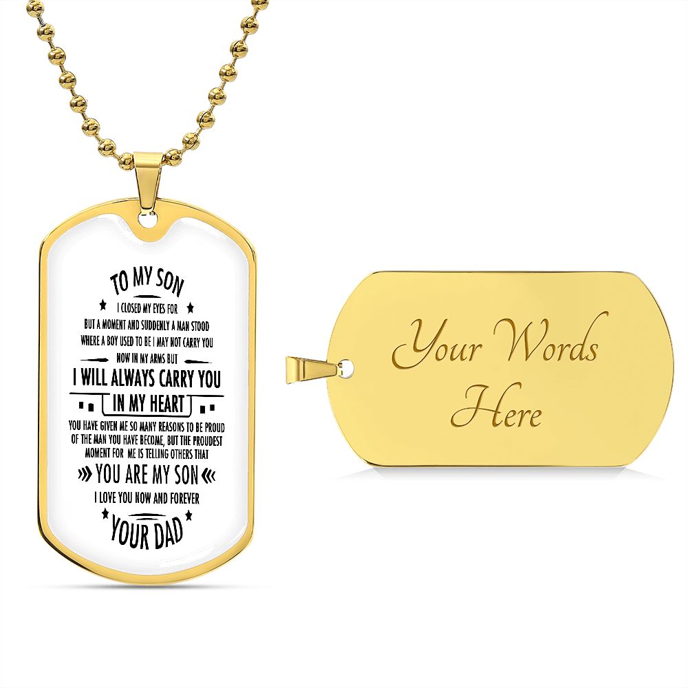 Son Dog Tag, To My Son, Engraved Dog Tag Necklace ,Meaningful Gift, Inspirational Words For Father Son Gift