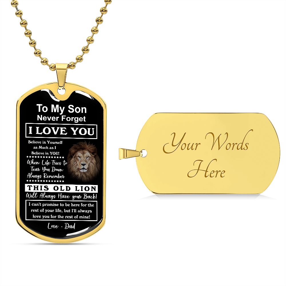 To My Son From This Old Lion, Dog Tag Necklace, Gift for Sons, Remembrance from DAD JWSDT181103