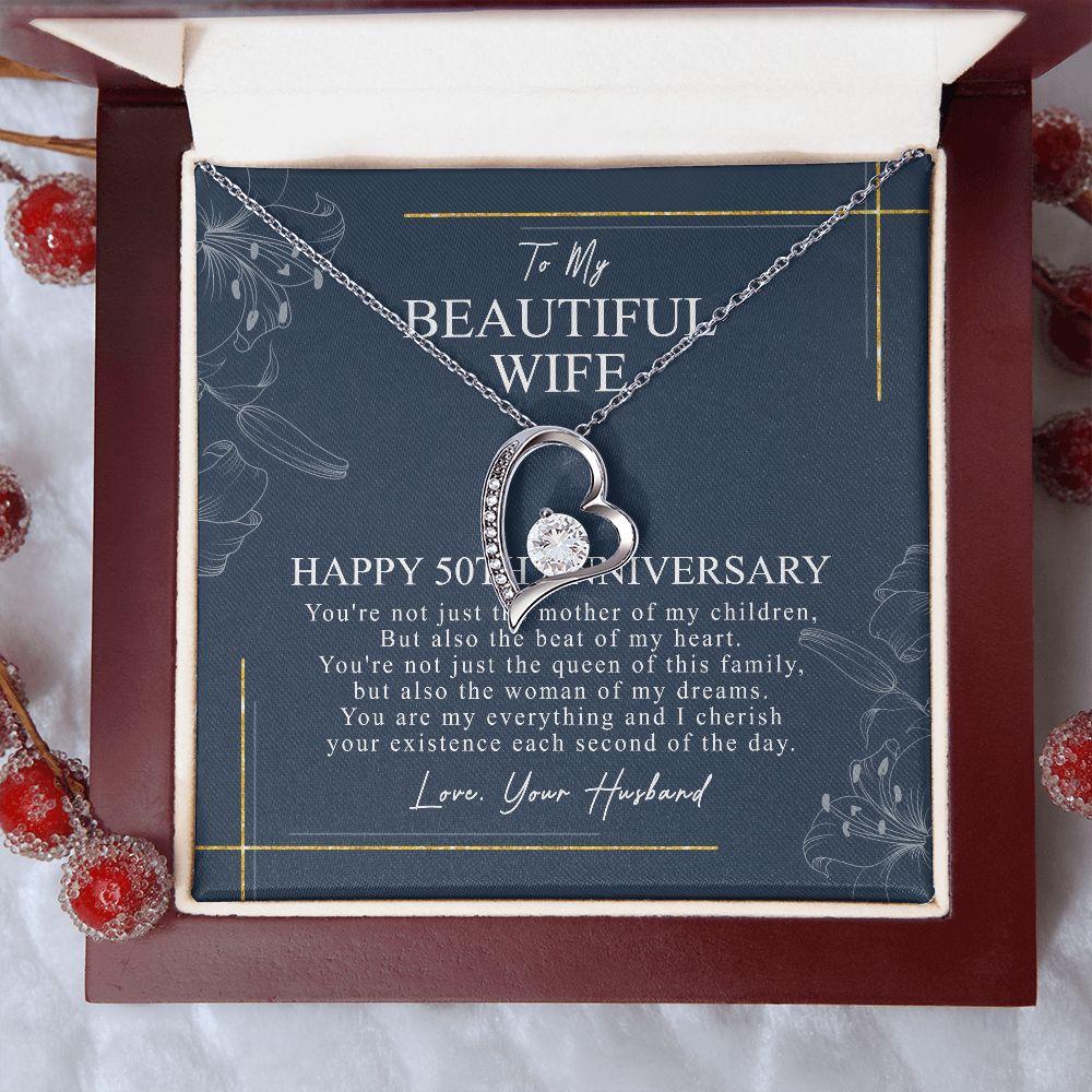 50 Year Wedding Jewelry Gift For Wife - 50 Year Anniversary Necklace Gift For Her B09CLQMN87- B09CLQRW84