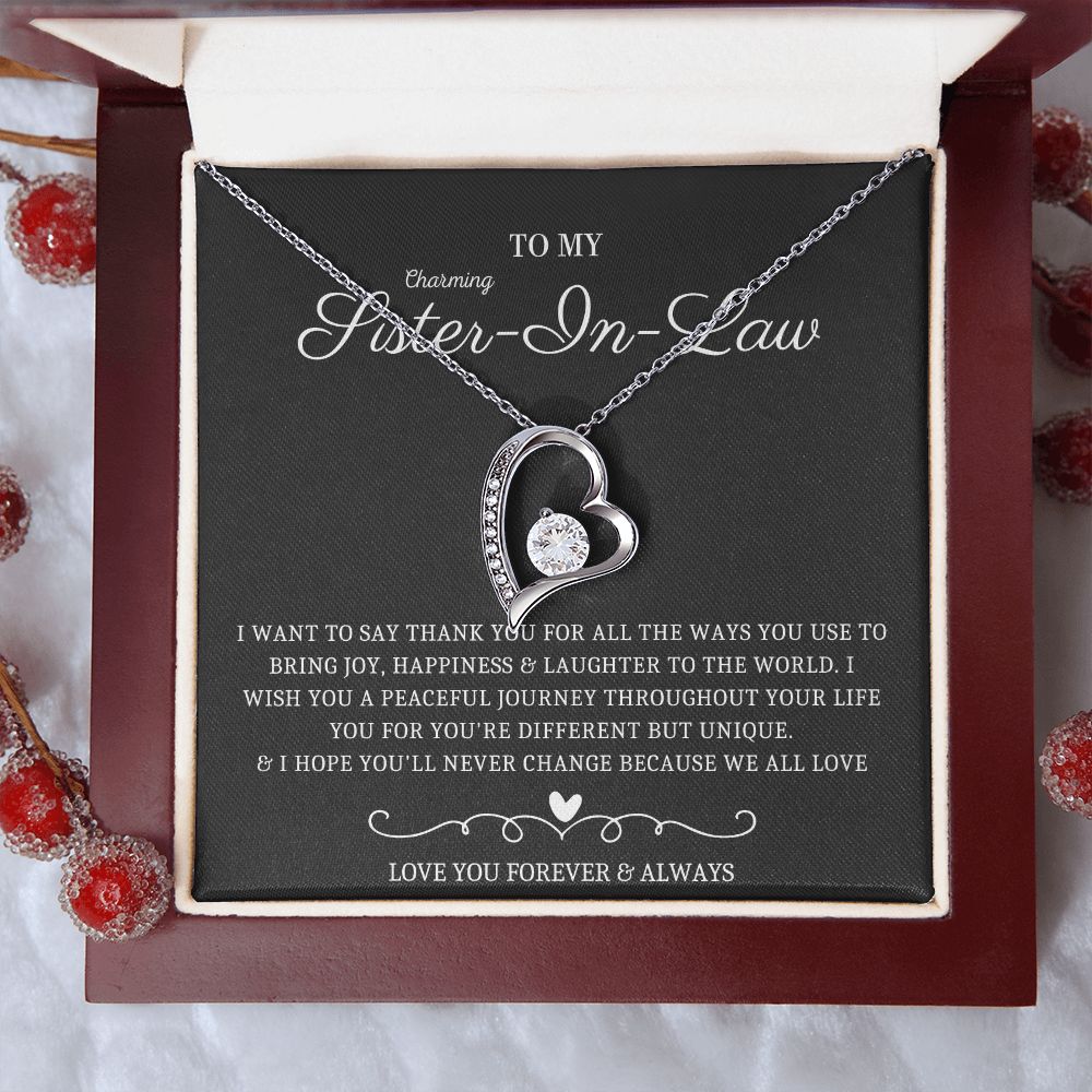 Sister-In-Law Heart Necklace - Symbolic Jewelry with a Beautiful Design, Wedding Gift,Bridesmaid,Bridal Shower Gift, Birthday Gift, Christmas Gift, Gift for Sister in Law, sister in law necklace SNJW23-240206