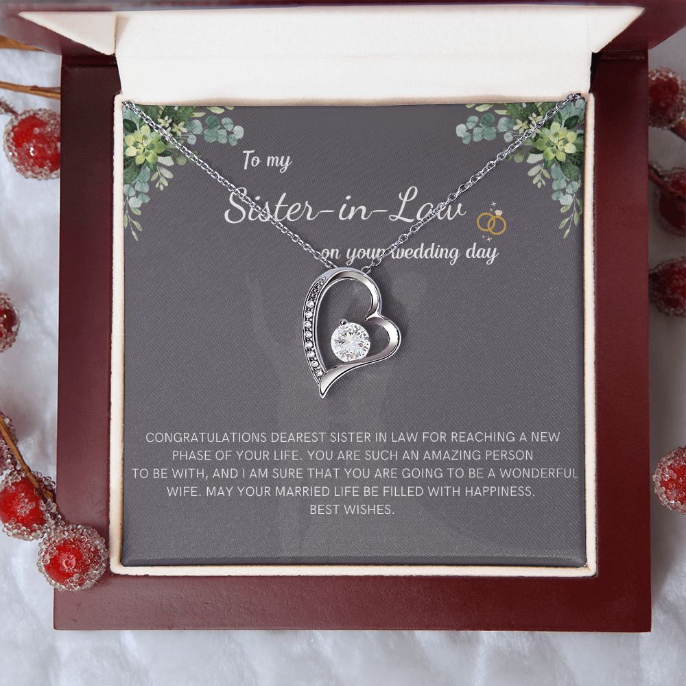 Gifts for Sister-In-Law - Elegant Pendant Necklace with a Sentimental Message, Sister in Law Gift from Bride, Gift for Sister in Law, Wedding Gift SNJW23-240202