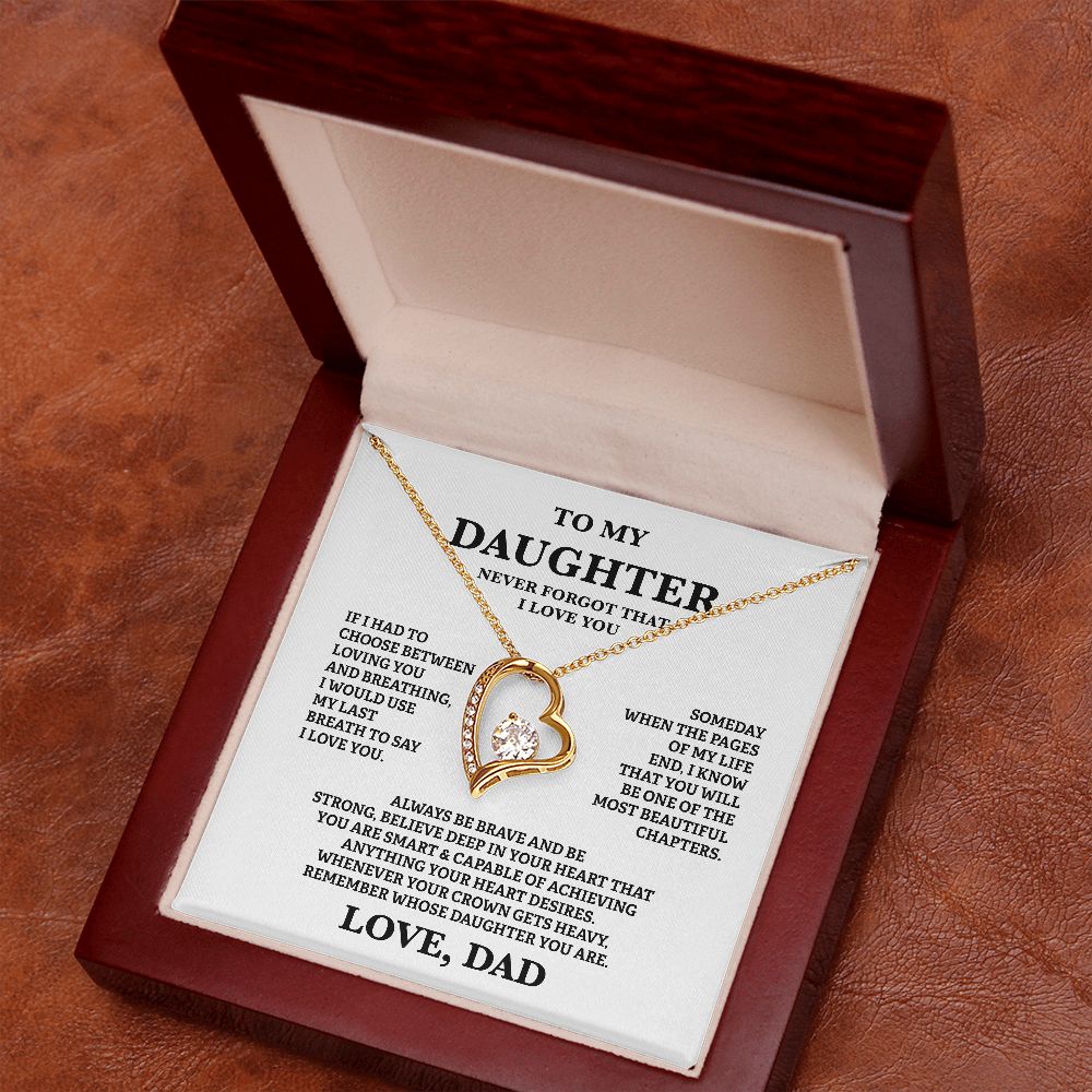 Gift For Daughter From Dad - To My Beautiful Daughter Cubic Zirconia Crystal Forever Love Necklace