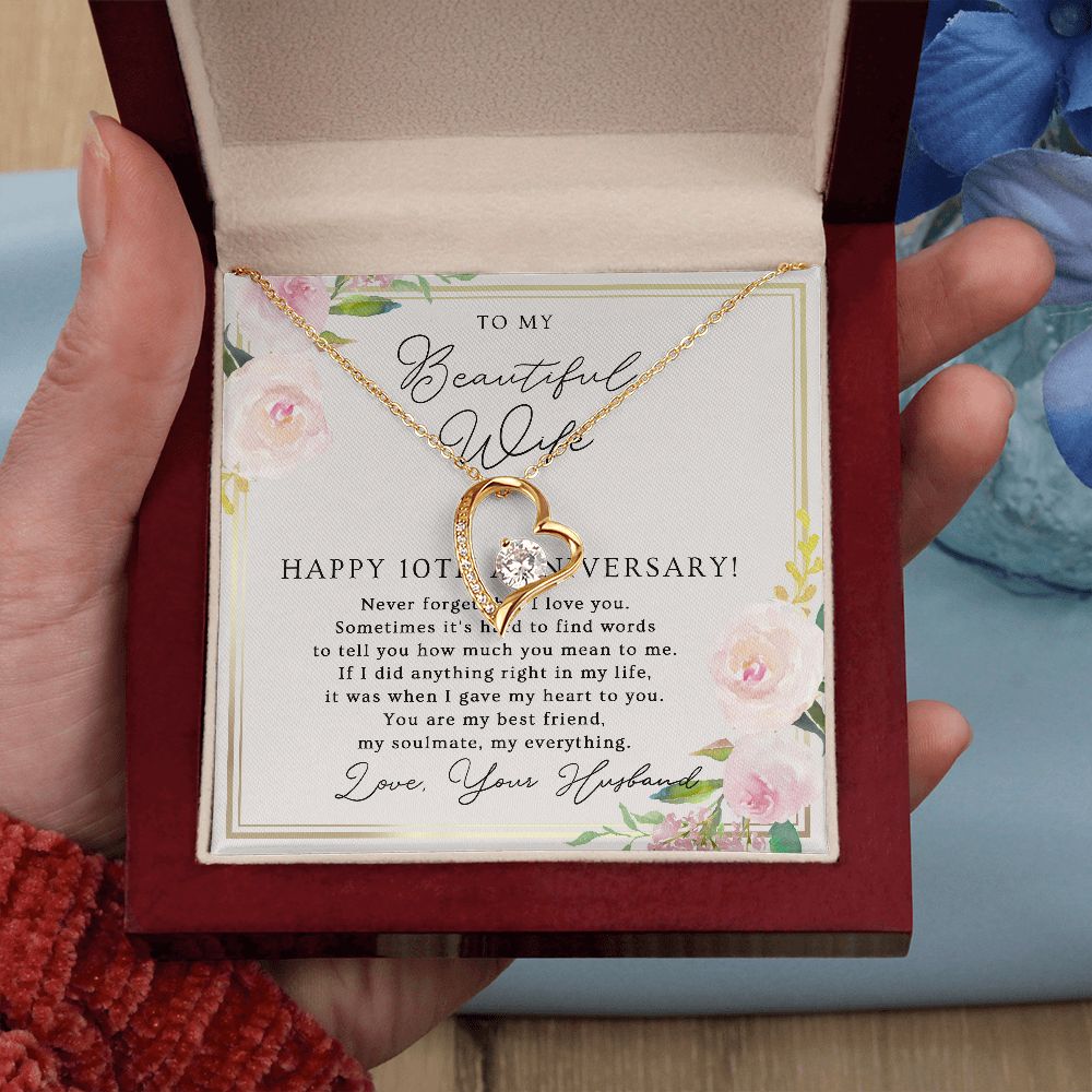 10th Anniversary Necklace Gift For Wife – 10 Years Wedding Jewelry Gift For Her B0B72759SS B0B727NR3J