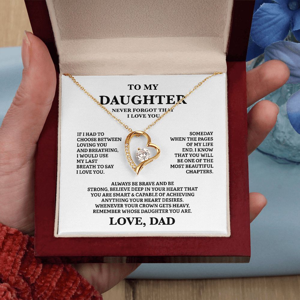 Gift For Daughter From Dad - To My Beautiful Daughter Cubic Zirconia Crystal Forever Love Necklace