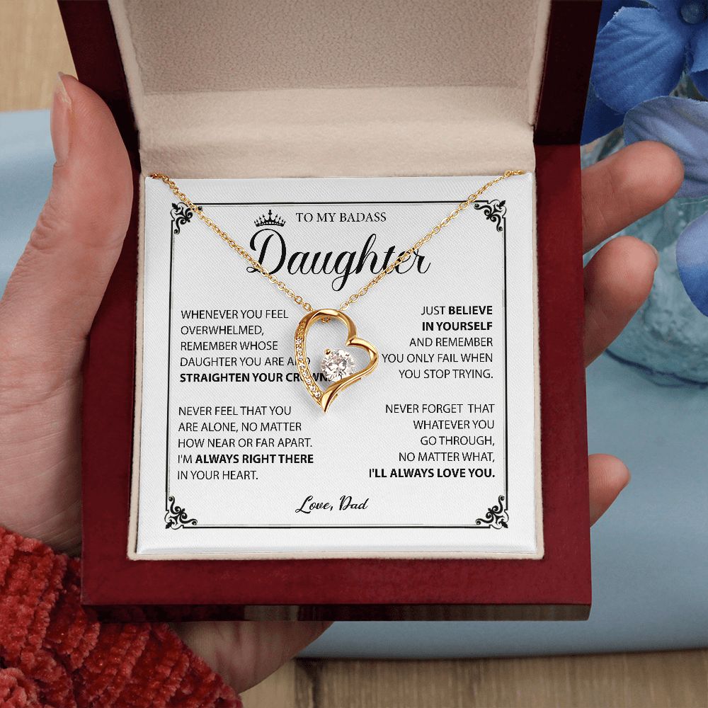 To My Badass Daughter Necklace, Birthday Gift For Daughter From Dad, Anniversary SNJW071202