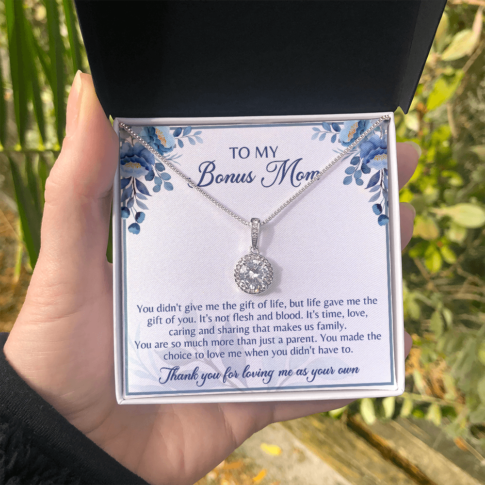 Gift for Bonus Mom Necklace from Son, Daughter Jewelry Box Pendant Birthday Mother's Day Christmas