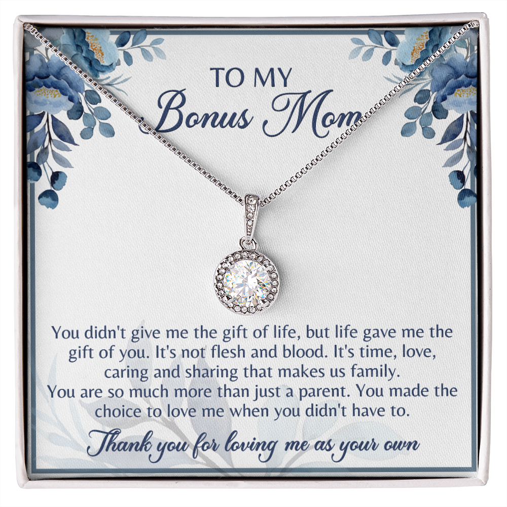 Gift for Bonus Mom Necklace from Son, Daughter Jewelry Box Pendant Birthday Mother's Day Christmas