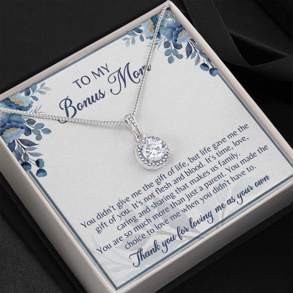Gift for Bonus Mom Necklace from Son, Daughter Jewelry Box Pendant Birthday Mother's Day Christmas